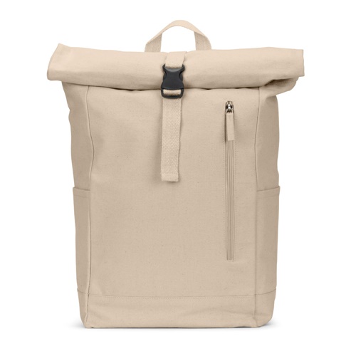 Sac à dos beige en toile avec fermeture à boucle