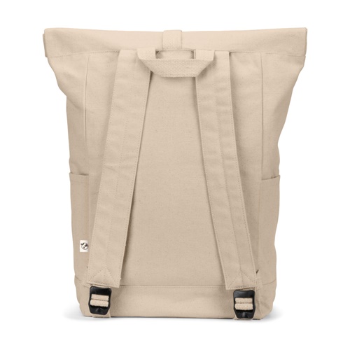 Sac à dos beige en toile avec bretelles réglables