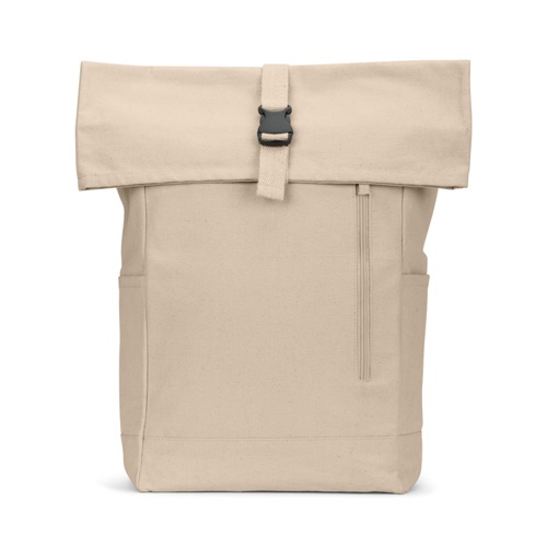 Sac à dos beige en toile avec fermeture à boucle
