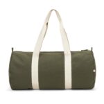 Sac de sport vert en toile avec anses beiges