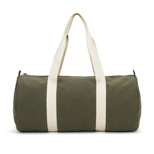 Sac polochon vert avec anses beiges