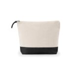 Trousse en toile beige et noire avec fermeture éclair