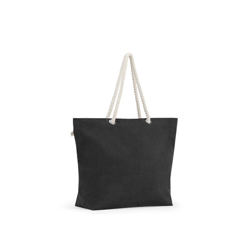 Grand sac cabas noir avec anses en corde