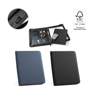 Conférencier en cuir bleu et noir avec accessoires
