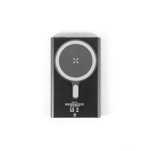 Batterie externe noire avec charge sans fil