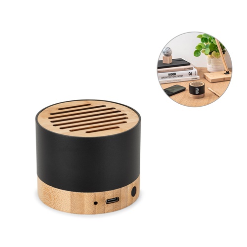 Enceinte Bluetooth design en bois et métal