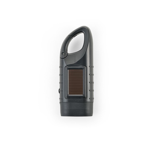Lampe torche solaire portable noire avec mousqueton