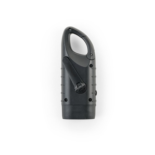 Lampe de poche noire avec manivelle intégrée