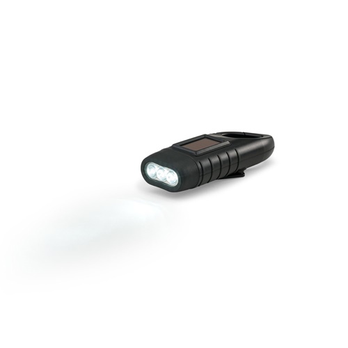 Lampe de poche noire à trois LED allumées