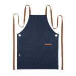 Tablier de cuisine bleu avec poches avant