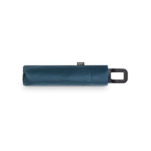 Parapluie pliable bleu avec poignée rectangulaire noire