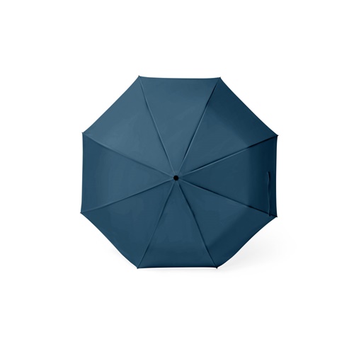 Parapluie bleu ouvert vu de dessus