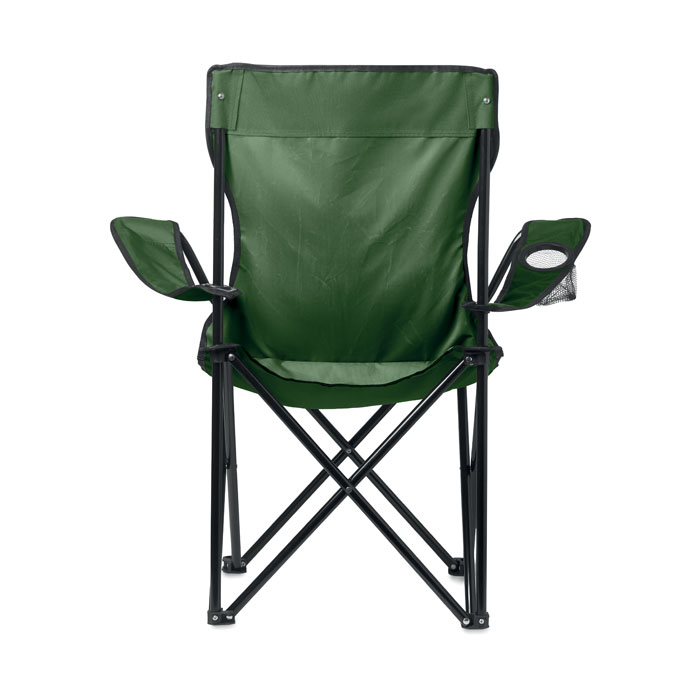 Chaise pliante verte avec porte-gobelet