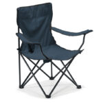 Chaise pliante de camping noire avec accoudoirs