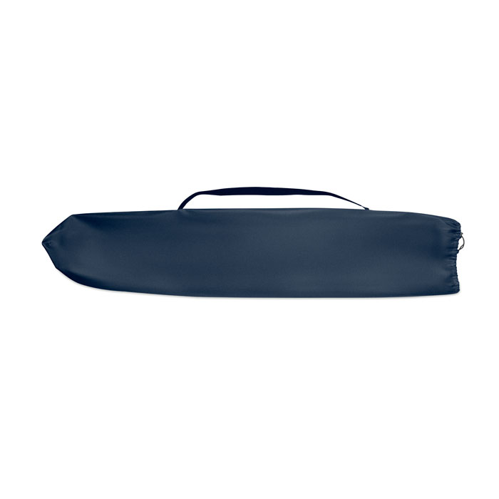 Sac de transport bleu avec poignée.
