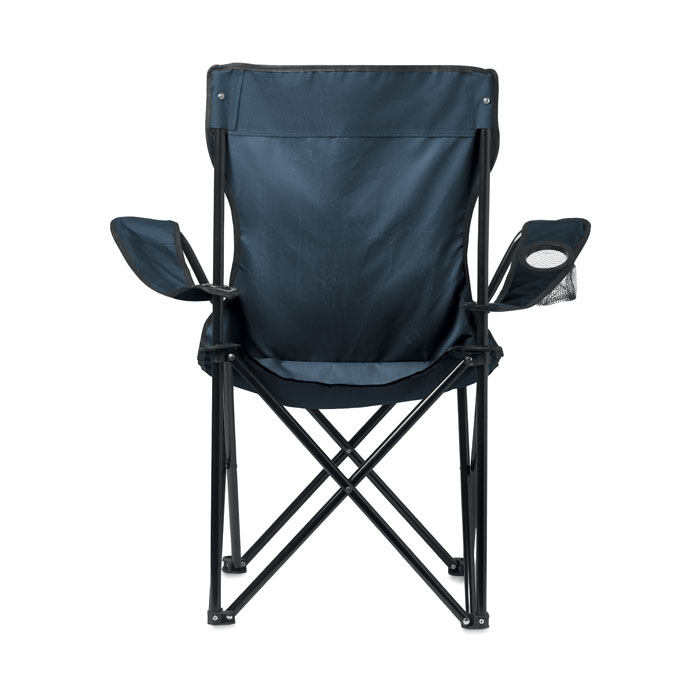 Chaise pliante de camping noire avec porte-gobelet