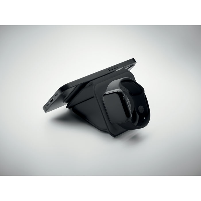Station de charge noire pour smartphone et montre