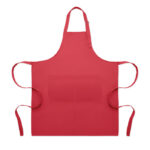 Tablier de cuisine rouge avec deux poches frontales