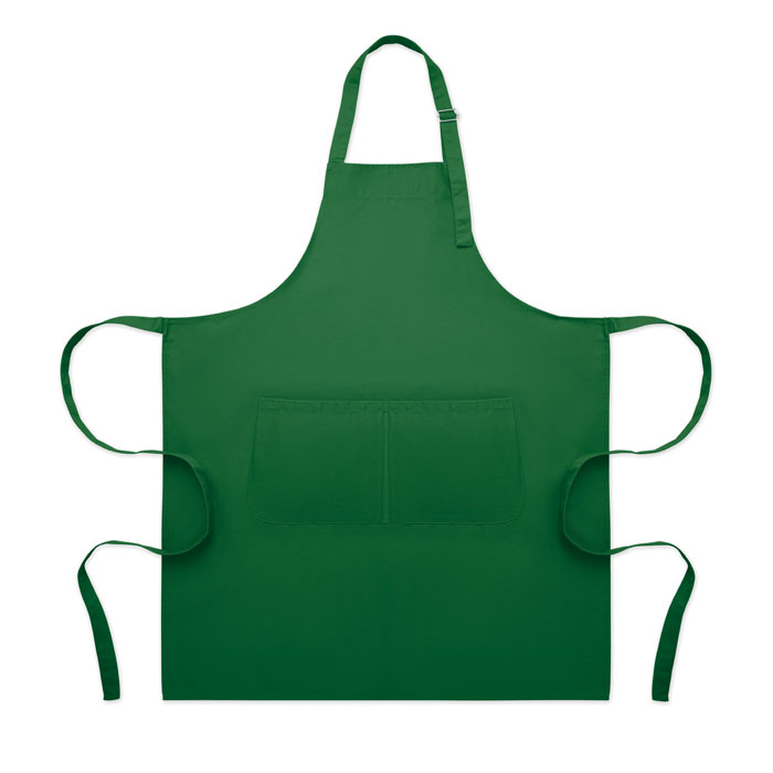 Tablier de cuisine vert avec poches avant
