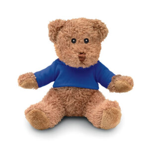 Ourson en peluche brun avec pull bleu