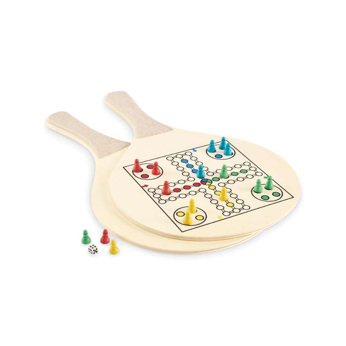 Jeu de société en bois avec pions colorés