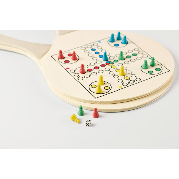 Jeu de société en bois avec pions colorés