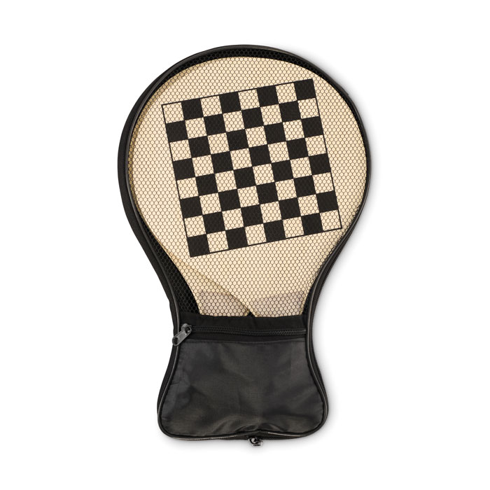 Raquette avec motif d’échiquier noir et blanc