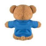 Ours en peluche avec sweat bleu vu de dos