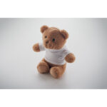 Ourson en peluche marron portant un t-shirt blanc