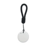 Porte-clés rond blanc avec cordon noir