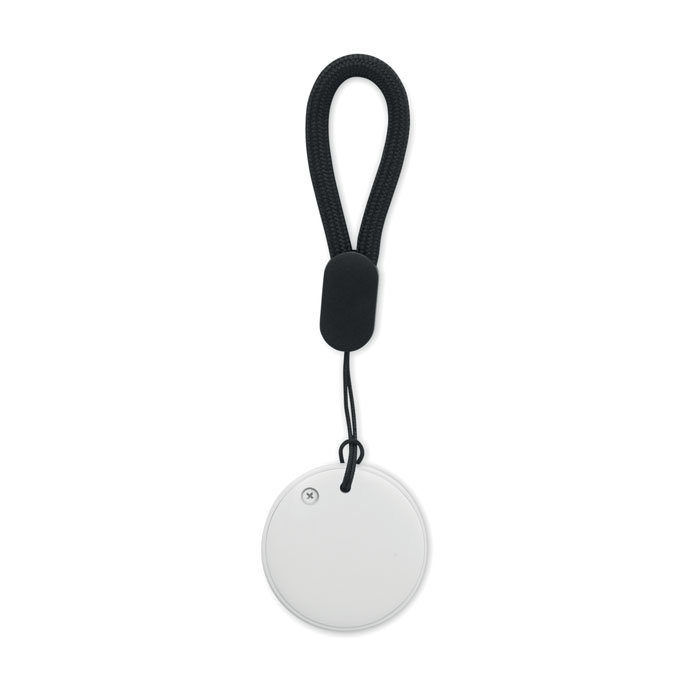 Porte-clés rond blanc avec cordon noir