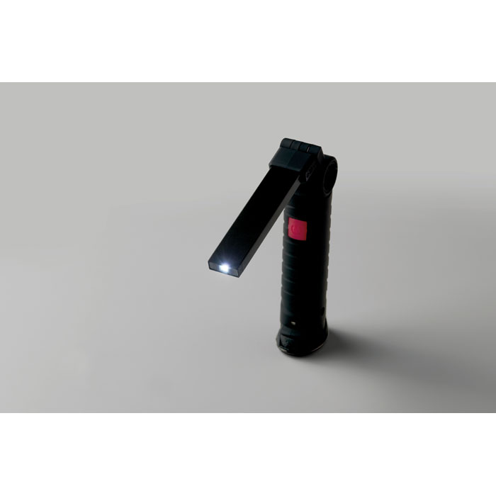Lampe torche noire avec bras lumineux pliable