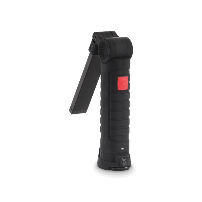 Lampe de poche noire pliable avec bouton rouge