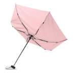 Parapluie rose ouvert sur fond blanc