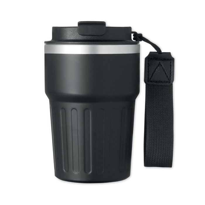 Tasse de voyage noire avec sangle détachable