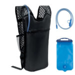 Sac à dos d’hydratation noir avec réservoir bleu