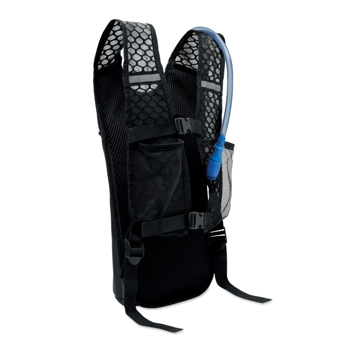 Sac à dos d'hydratation noir avec tube bleu