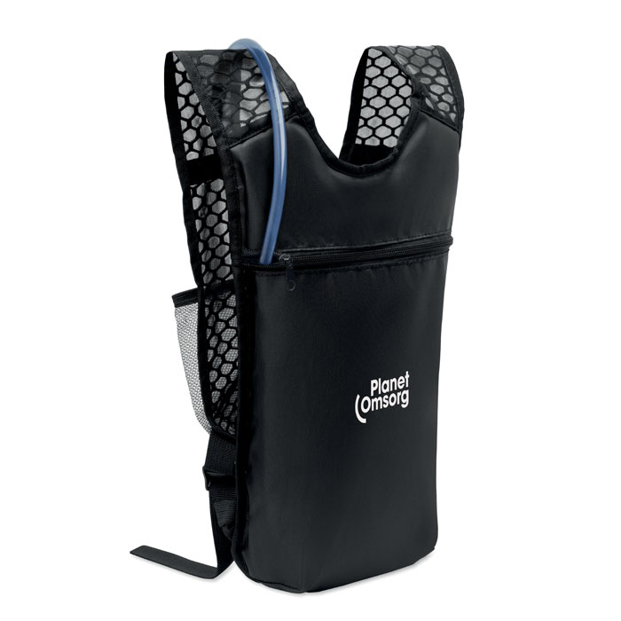 Sac à dos d’hydratation noir avec tube bleu