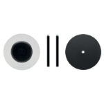 Pièces détachées pour lampe suspendue noire et blanche.