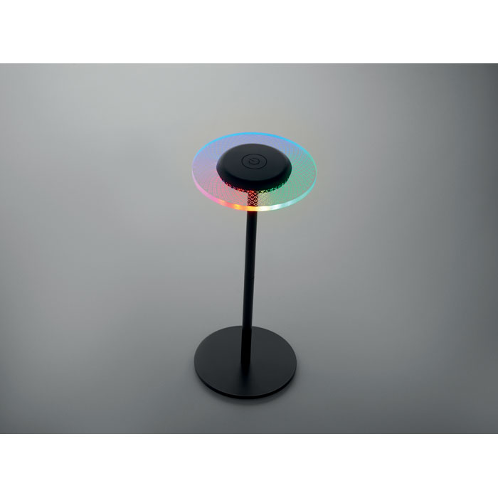 Lampe moderne noire avec anneau lumineux multicolore
