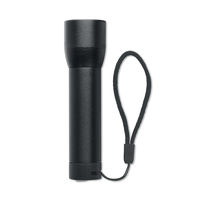 Lampe de poche noire avec dragonne