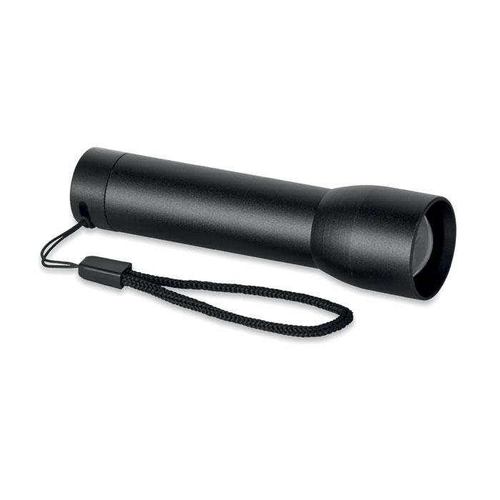 Lampe de poche noire avec dragonne