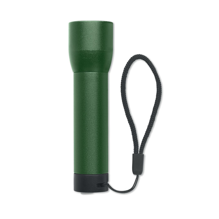 Lampe de poche verte avec dragonne noire