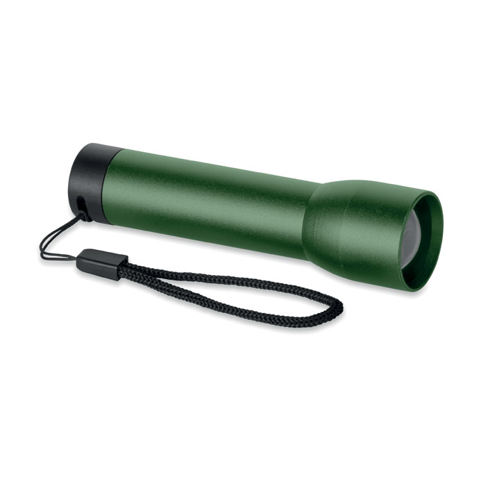 Lampe de poche verte avec dragonne noire