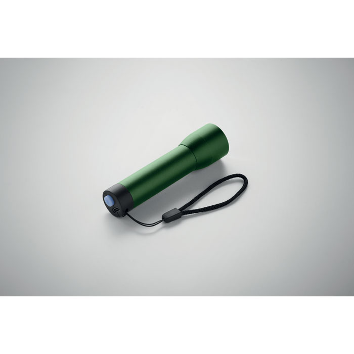 Lampe de poche verte avec dragonne noire