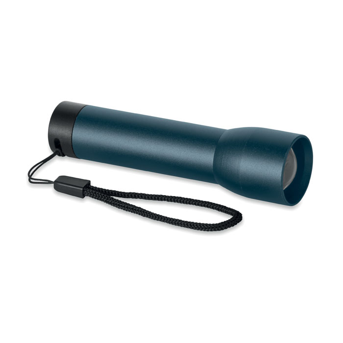 Lampe de poche bleue avec dragonne noire