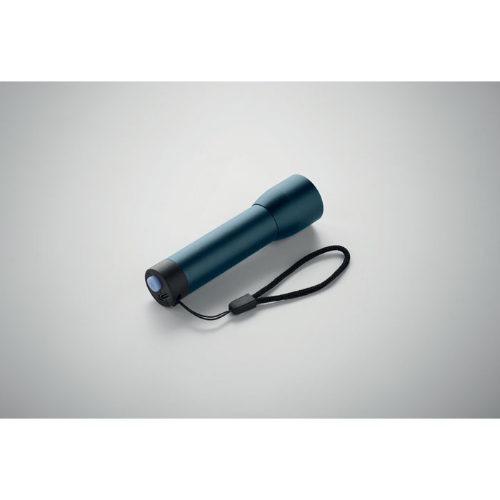 Lampe de poche bleue avec dragonne noire