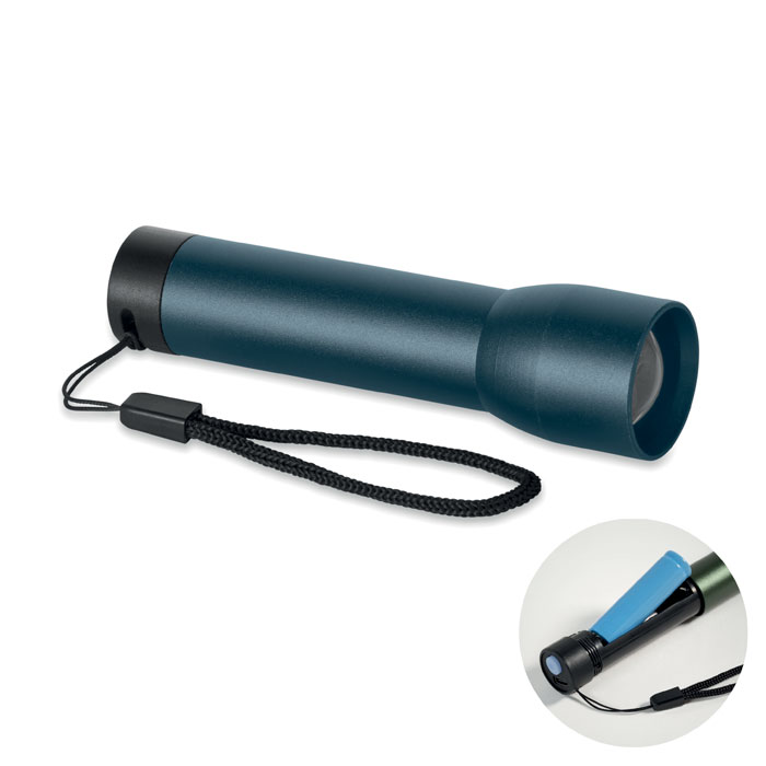 Lampe de poche bleue avec dragonne noire