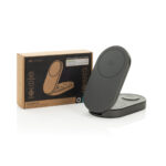 Chargeur sans fil pliable noir avec emballage.