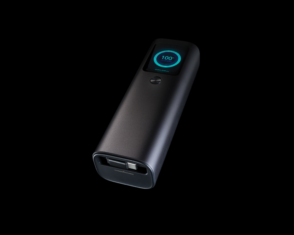Batterie externe noire avec écran de charge